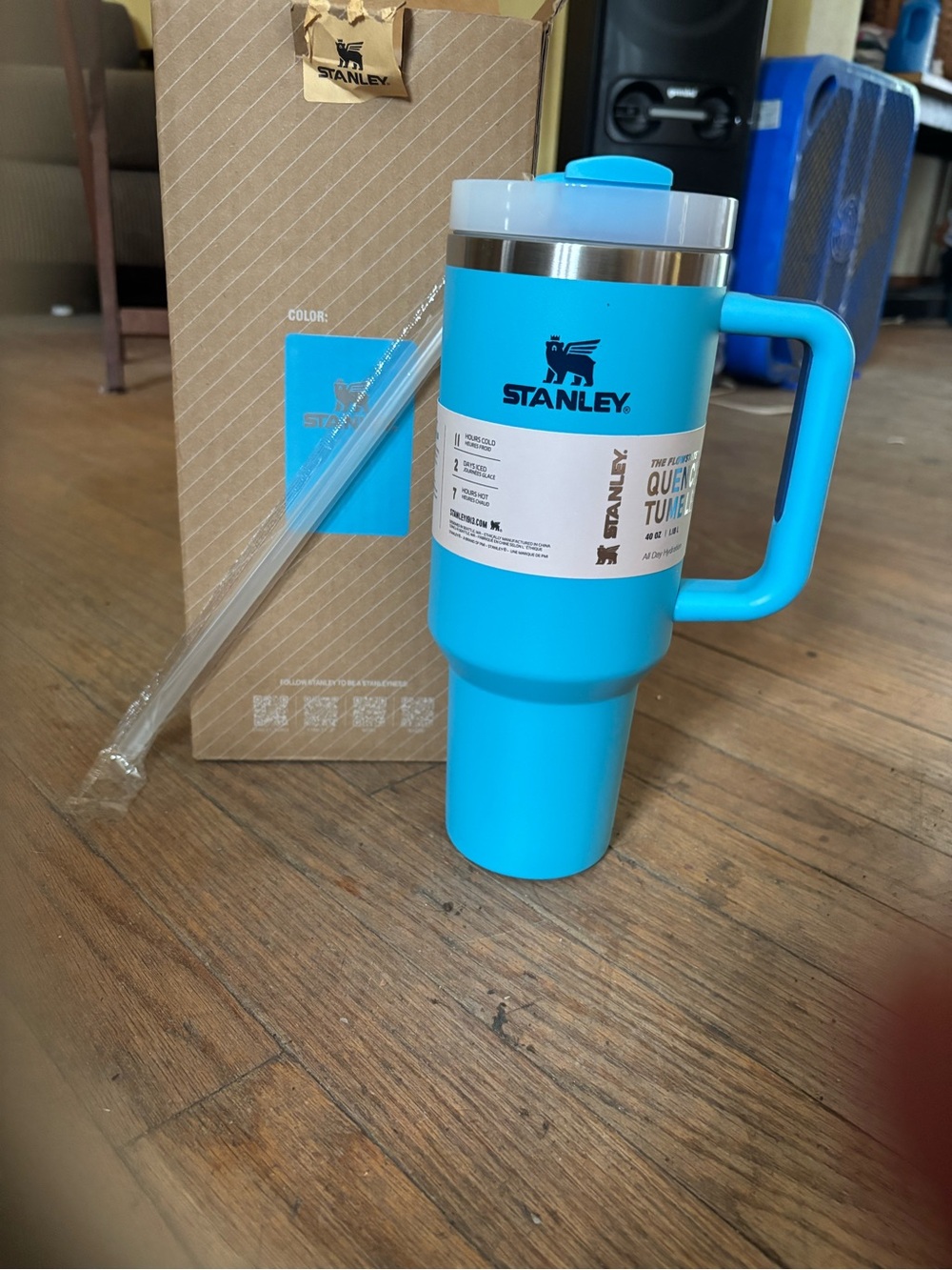 Stanley Quencher Travel Tumbler in Bright Blue with Handle